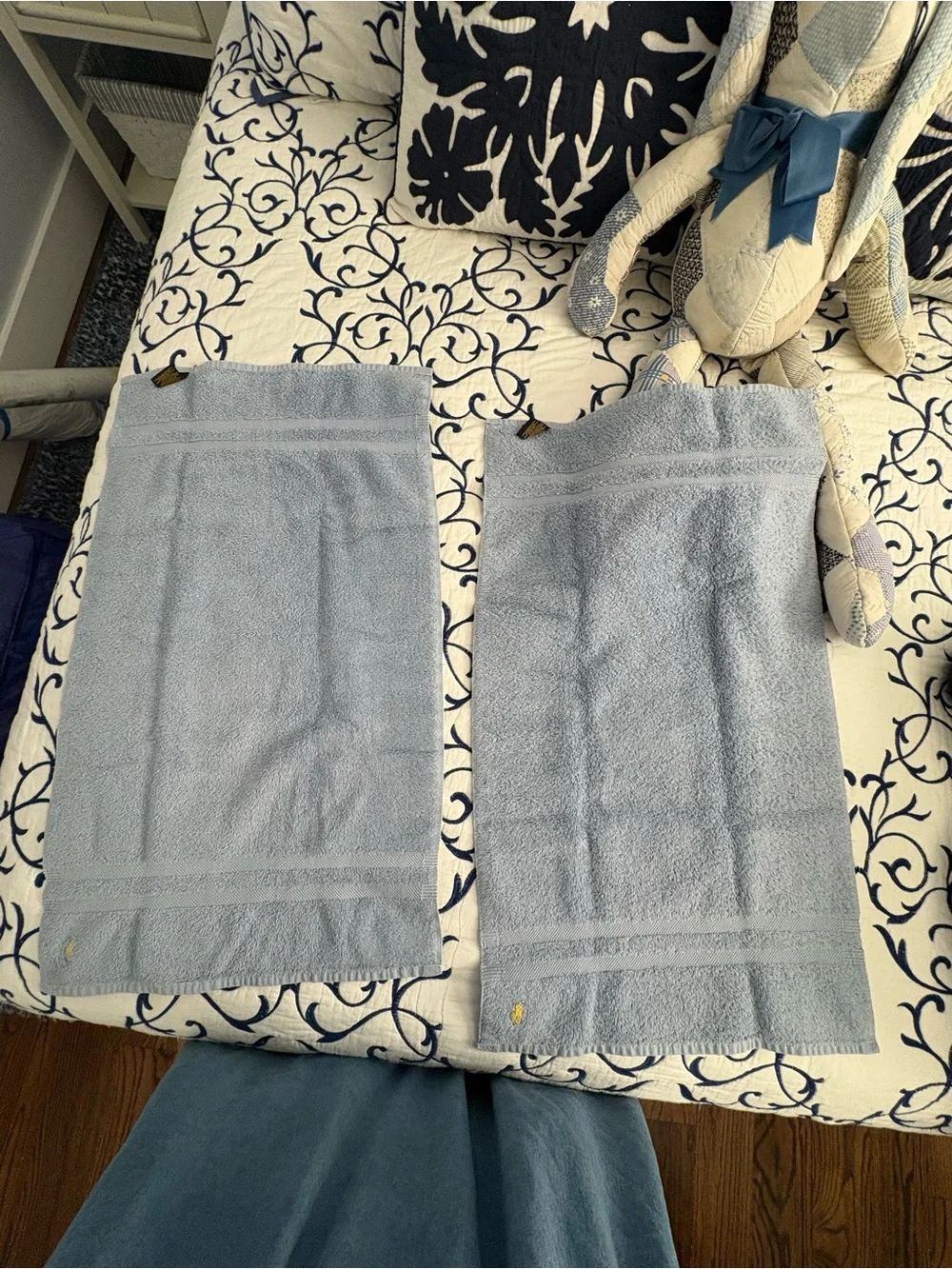 Vintage Ralph Lauren Soft Light Blue Plush Towel Set